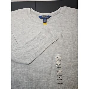 Polo Ralph Lauren Long Sleeve Shirt Kids Size Large 12-14 Gray Waffle Knit